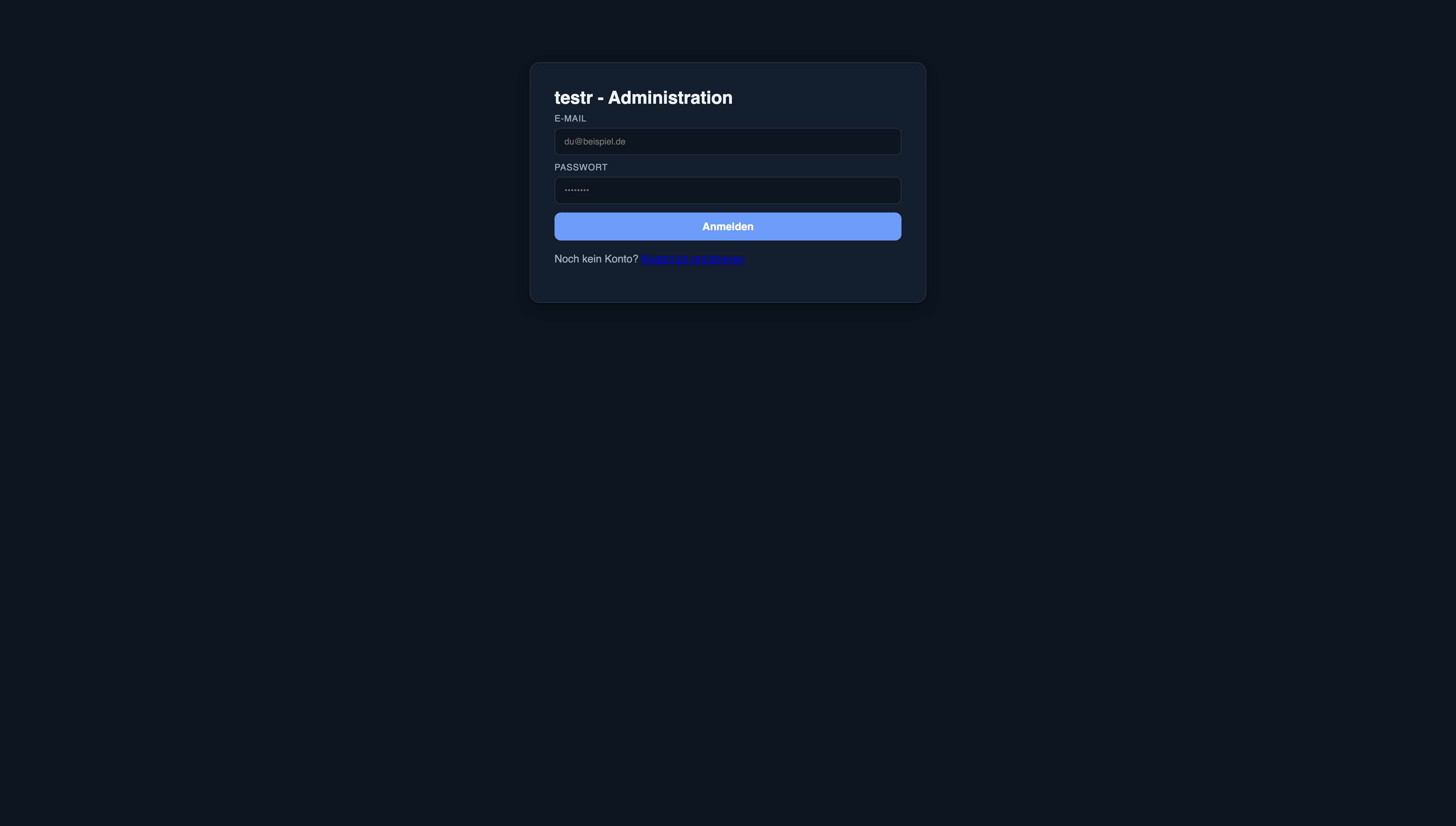 Anmeldung an der Verwaltung mit E-Mail und Passwort